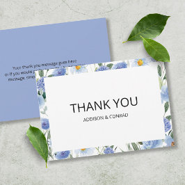 Mjuk blå vattenfärg Botaniska Bröllop Tack Kort