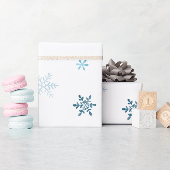 Mjuk Blå Vinter Jul Akvarell Design  Presentpapper (Baby Shower)