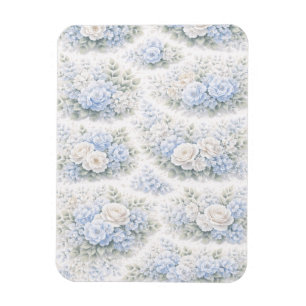 Mjuk Blå Vit Akvarell Blommig Elegant Romantisk Magnet