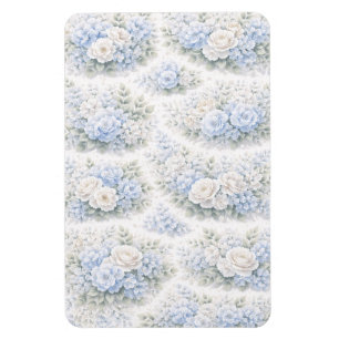 Mjuk Blå Vit Akvarell Blommig Elegant Romantisk Magnet
