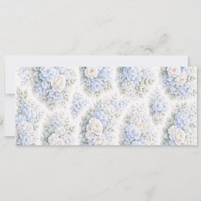 Mjuk Blå Vit Akvarell Blommig Mönster Elegant Spara Datumet (Framsida)