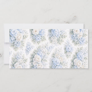 Mjuk Blå Vit Akvarell Blommig Mönster Elegant Spara Datumet