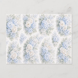 Mjuk Blå Vit Akvarell Blommig Mönster Elegant  Vykort