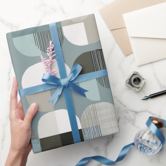 Mjuk Blågrå Balans Abstrakt Mönster Presentpapper (Gifting)