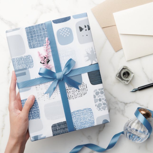 Mjuk Blågrå Balans Abstrakt Mönster Presentpapper (Gifting)