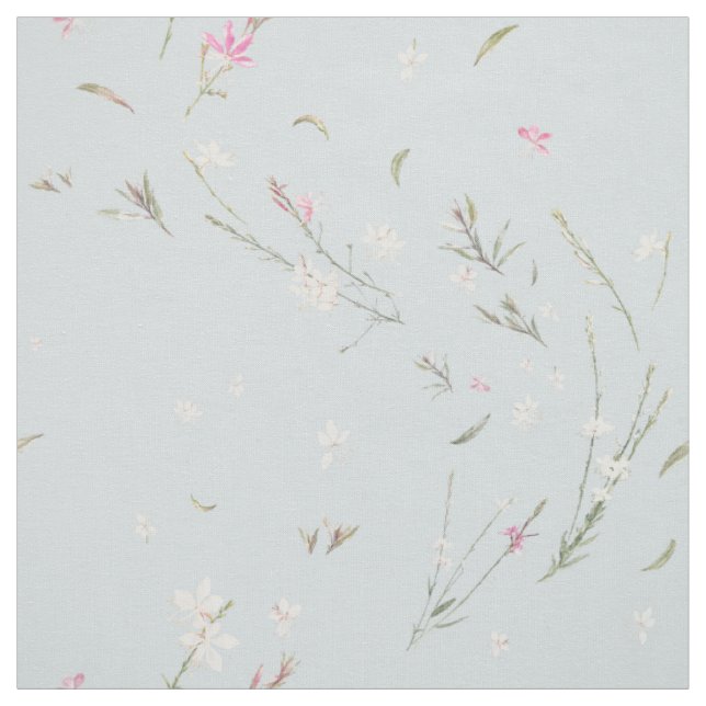 Mjuk Blågrå Gaura Akvarellblomma Tyg (Provkarta)