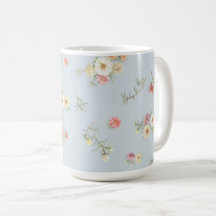 Mjuk Blågrå Mossros Vattenfärg Blommig
