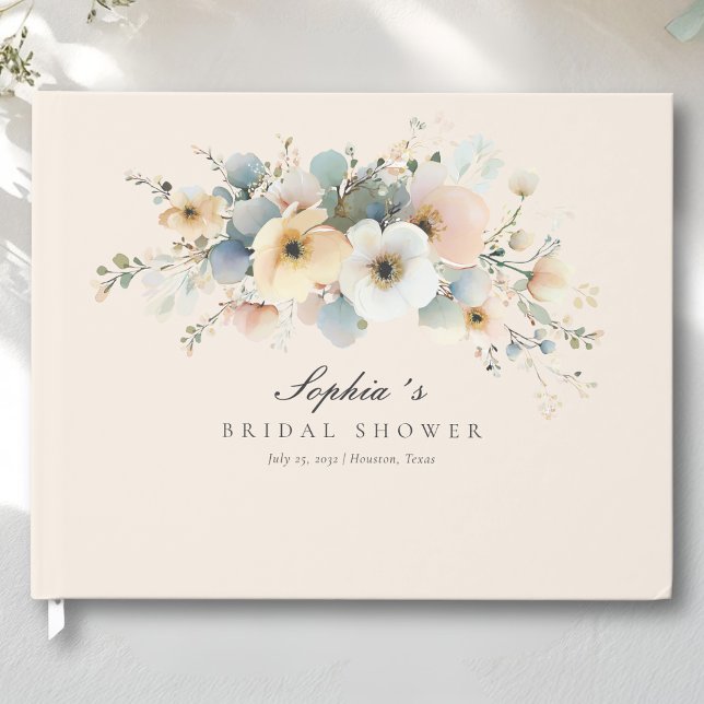 Mjuk blom elegant bröllopsdusch Beige gästbok (Soft Bloom Elegant Bridal Shower Beige Guest Book
)