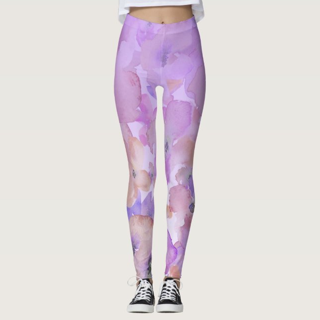 Mjuk blom- kvinnlig vattenfärg Ombre för *~* Leggings (Framsida)