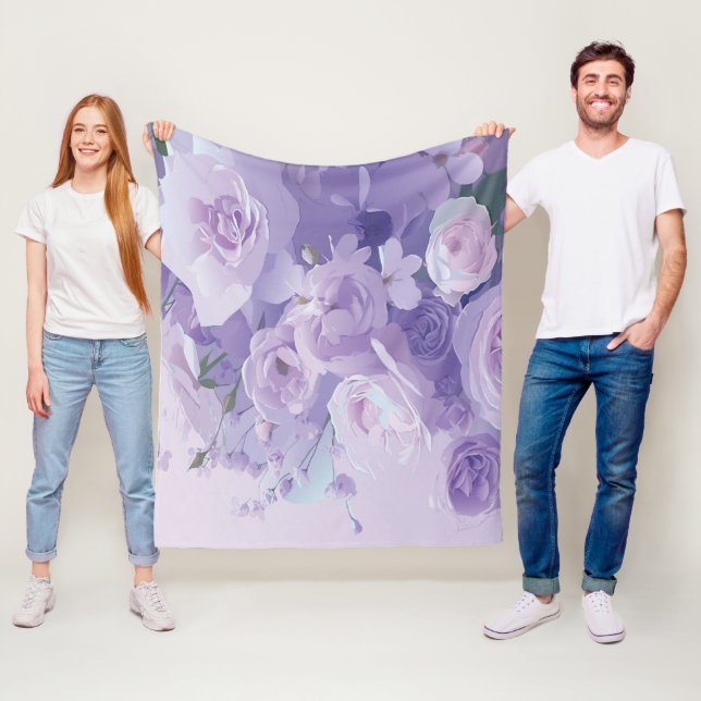 Mjuk blomma mönster fleecefilt (På plats)