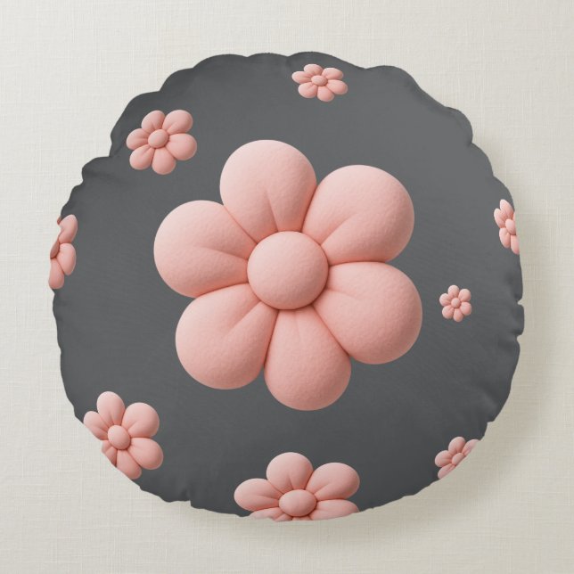 Mjuk Blommar En snygg naturgrej Rund Kudde (Framsidan)