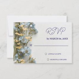 Mjuk Blommig Blå Bröllops RSVP OSA Kort
