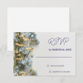 Mjuk Blommig Blå Bröllops RSVP OSA Kort