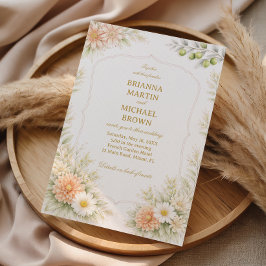 Mjuk Blommig Elegant Trädgård Inbjudningar