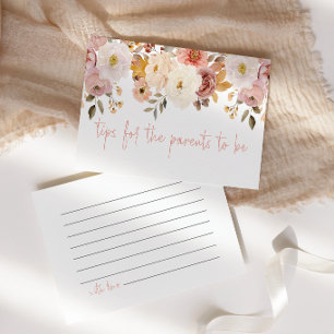 Mjuk Blommig Föräldratips Baby Shower Bilaga Anteckningskort