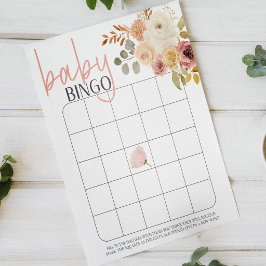 Mjuk Blommig Rosa Baby Bingo Baby Shower-spel Poster