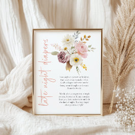 Mjuk Blommig Sen Natt Blöja Baby Shower Lek Poster