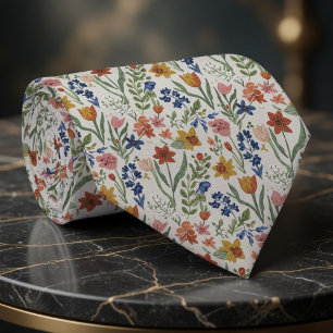 Mjuk Blommig Trädgårdsstil Slips