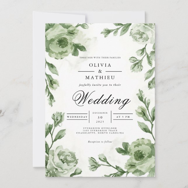 Mjuk Blommigt Arch Bröllop Inbjudningar (Framsida)