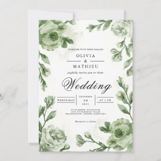 Mjuk Blommigt Arch Bröllop Inbjudningar