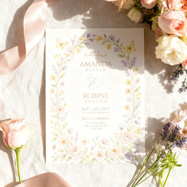 Mjuk Blommigt Arch-bröllopsinbjudan Inbjudningar (Skapare uppladdad)