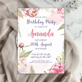 Mjuk Blommigt Bloom Birthday-firande Inbjudningar