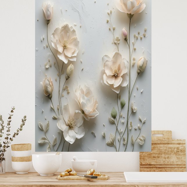 Mjuk  Blommigt Bouquet Wall Art Poster - Elegan (Kök)