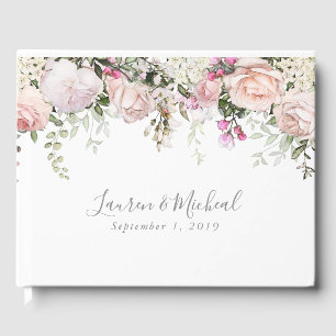 Mjuk Blommigt Bröllop Guest Bok