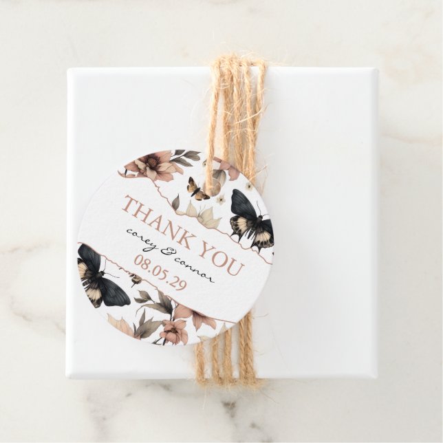 Mjuk Blommigt Butterflies Gåvor Etiketter (På plats)