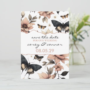 Mjuk Blommigt Butterflies Spara Datumet