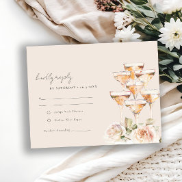 Mjuk  Blommigt Champagne Vin Glass Bröllop OSA Kort