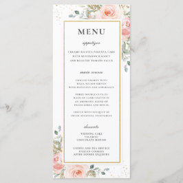 Mjuk Blommigt för  Rosa Guld Leafy Bröllop Menu Program