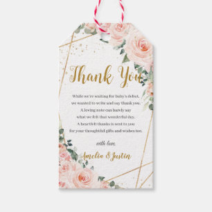 Mjuk Blommigt för  Rosa, Ro Baby Shower-favoriter Presentetikett
