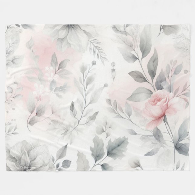 Mjuk Blommigt för Rosa Tvättar Fleecefilt (Framsidan (Horisontell))