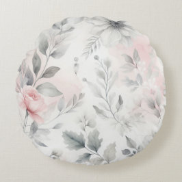 Mjuk Blommigt för Rosa Tvättar Rund Kudde