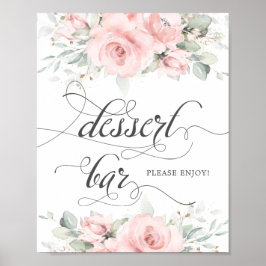 Mjuk  Blommigt Greenery Bröllop Dessert Pub Poster