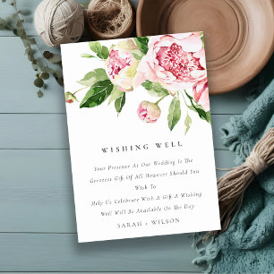 Mjuk Blommigt Peony Bröllop Wishing well Tilläggskort