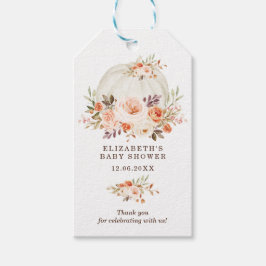 Mjuk Blommigt Pumpkin Flicka Tack Presentetikett