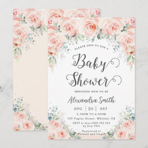 Mjuk Blommigt Ro Greenery Baby Shower Inbjudningar
