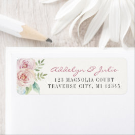 Mjuk Blommigt Romantic Bröllop Returadress Etikett