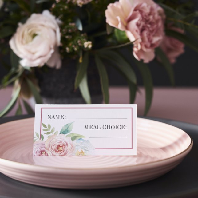 Mjuk Blommigt Romantic Greenery Bröllop Meal Choic Placeringskort (Skapare uppladdad)