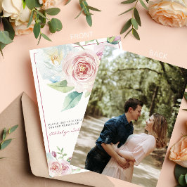 Mjuk Blommigt Romantic Greenery Rosa Photo Bröllop Inbjudningar