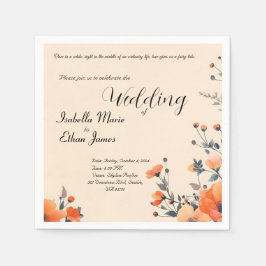 Mjuk blommigt - romantisk bröllopsinbjudan pappersservett