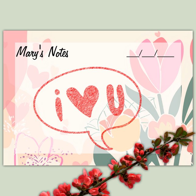 Mjuk Blommigt, Rosa, Grönt och Gult 4 x 3 tum Post-it Block (Skapare uppladdad)