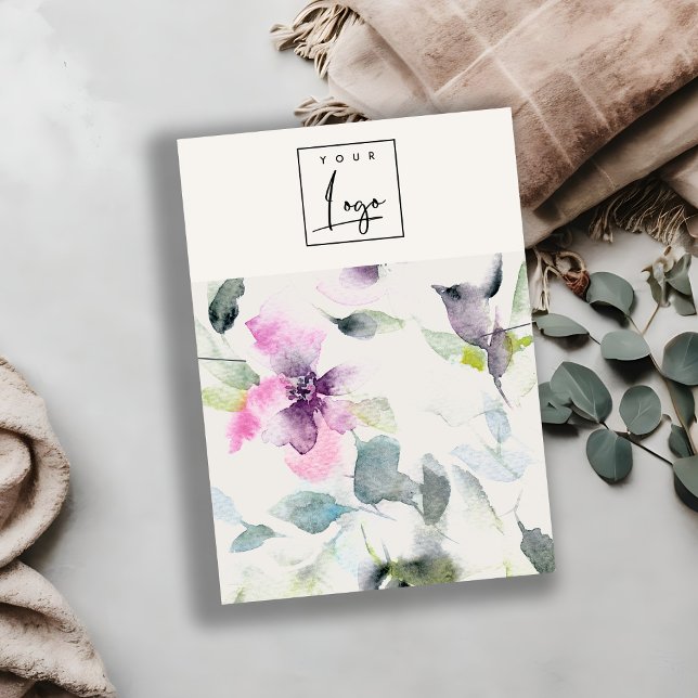 Mjuk Blommigt Rosa Lila Logotyp Necklace Band Hold Visitkort (Skapare uppladdad)