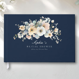 Mjuk blomning Elegant bröllopsdusch Blå Gästböcker