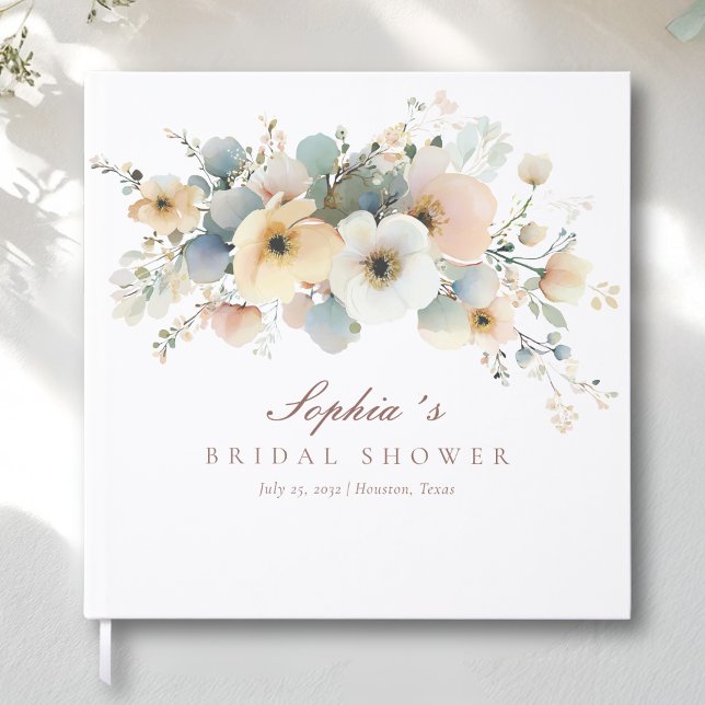 Mjuk blomning Elegant bröllopsdusch Gästböcker (Soft Bloom Elegant Bridal Shower Guest Book)