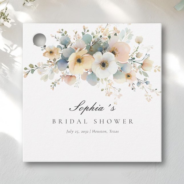 Mjuk blomning Elegant bröllopsdusch Gåvor Etiketter (Soft Bloom Elegant Bridal Shower Gift Tags)