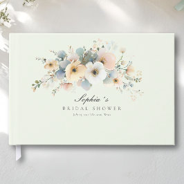 Mjuk blomning Elegant bröllopsdusch Grön Gästböcker