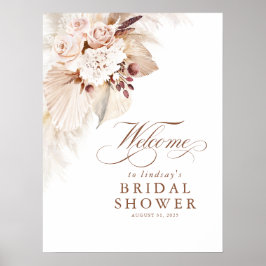 Mjuk blomsterbröllopsdusch för välkommen Pampasgrä Poster